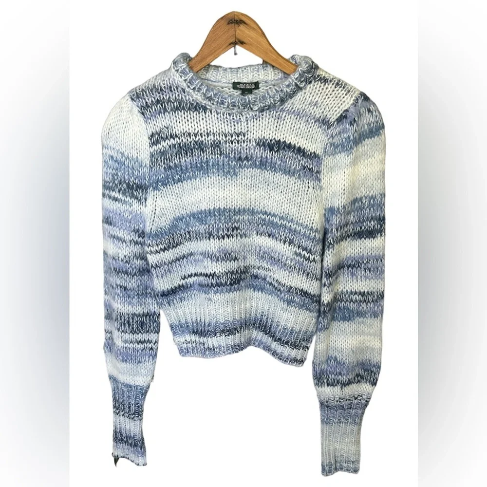 NWT Wild Fable | Women’s multi blue/white knit cropped crewneck sweater size XS